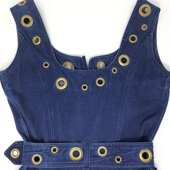 MOSCHINO Jeans Lace Up Belt & Grommets Denim Dress - Picture 6 of 12